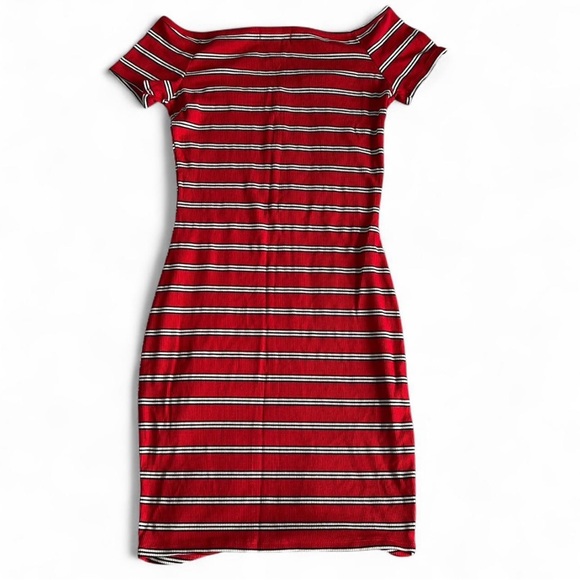 Chic Striped Red Mini Dress - Picture 3 of 3